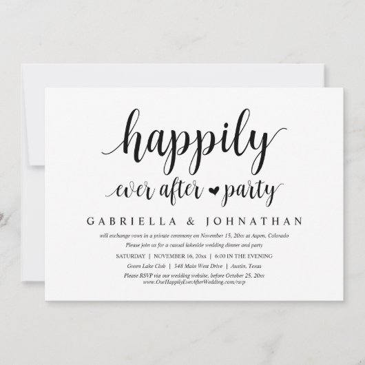 Invitation Elopement mariage, Heureusement Jamais Après La Fê (Devant)