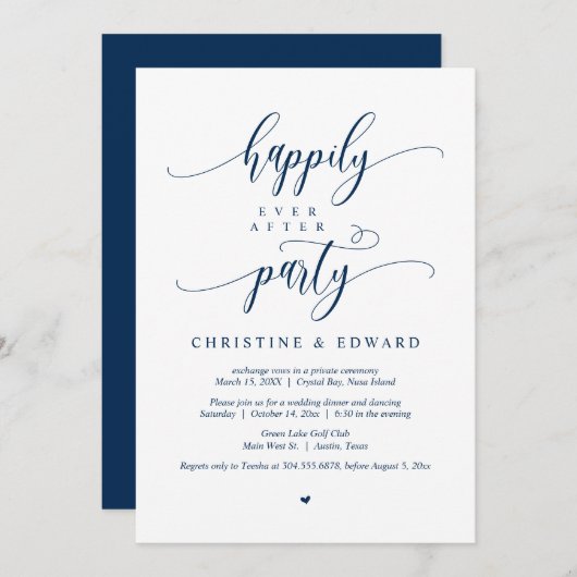 Invitation Elopement mariage, Heureusement Jamais Après La Fê (Devant / Derrière)