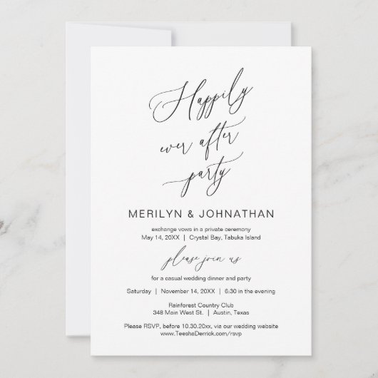 Invitation Elopement mariage, Heureusement Jamais Après La Fê (Devant)