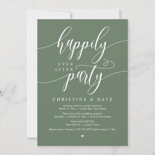 Invitation Elopement mariage, Heureusement Jamais Après La Fê (Devant)