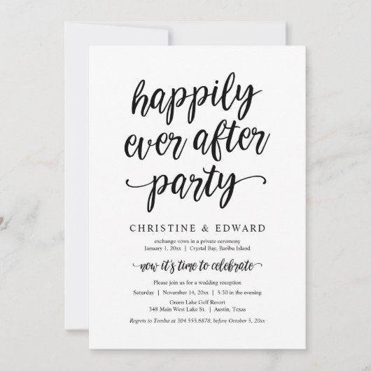 Invitation Elopement mariage, Heureusement Jamais Après La Fê (Devant)