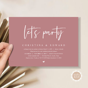 Invitation Elopement mariage, minimaliste moderne, laissez fa