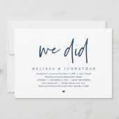 Invitation Elopement mariage, Minimaliste moderne, nous avons (Devant)