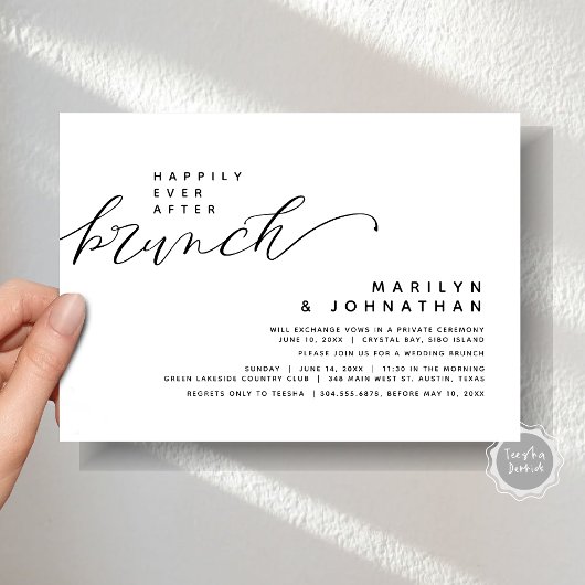 Invitation Elopement Mariage Moderne Heureux Jamais Après Bru