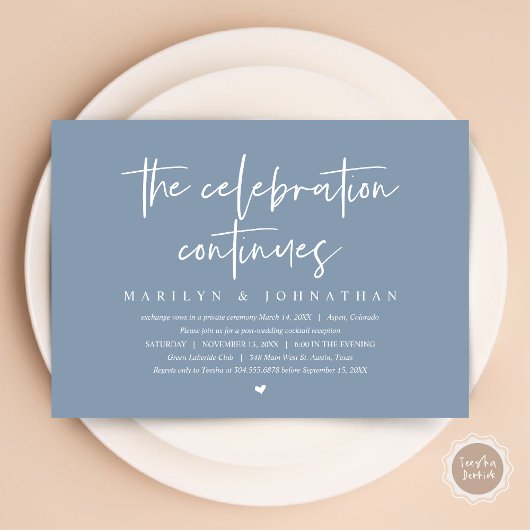 Invitation Elopement Mariage moderne la célébration continue