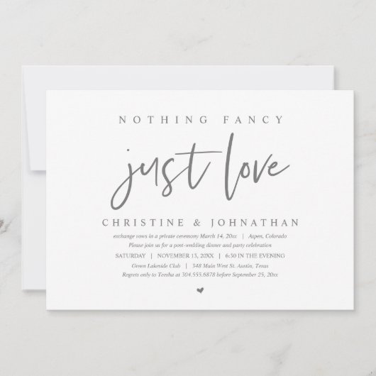 Invitation Elopement mariage, Rien De Chic, Juste Amour (Devant)