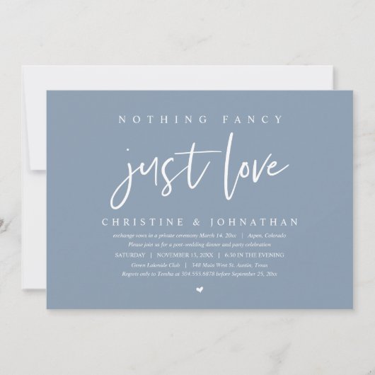 Invitation Elopement mariage, Rien De Chic, Juste Amour (Devant)