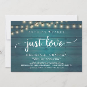 Invitation Elopement mariage, Rien De fantaisie Juste Amour