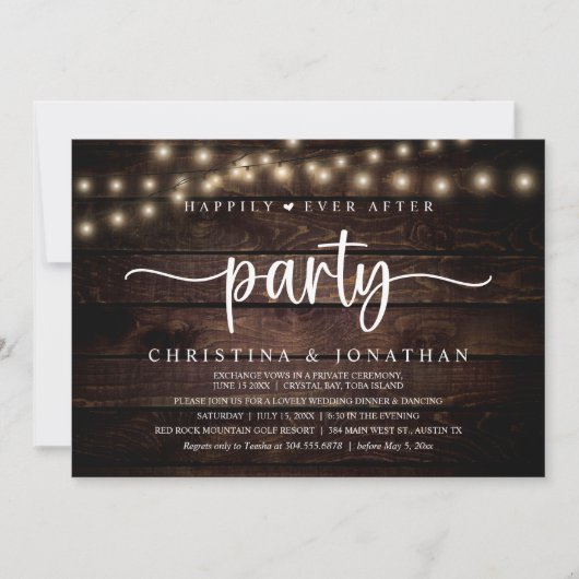 Invitation Elopement Mariage Rustique, Heureusement Jamais Ap (Devant)