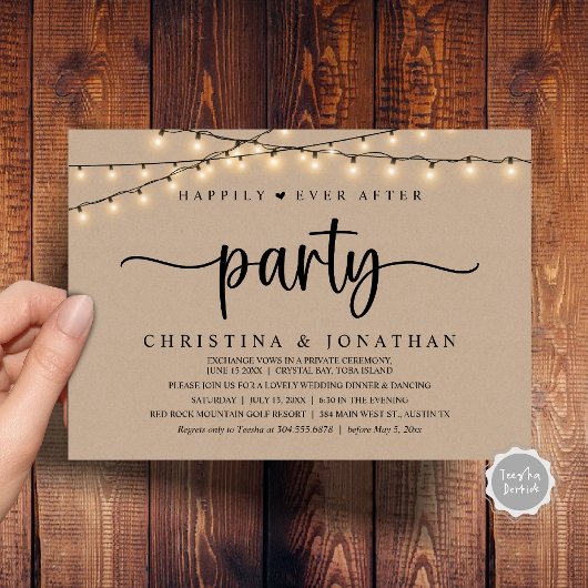 Invitation Elopement Mariage Rustique, Heureusement Jamais Ap