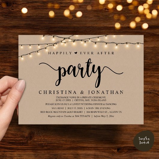 Invitation Elopement Mariage Rustique, Heureusement Jamais Ap