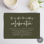 Invitation Elopement moderne, Après la célébration mariage<br><div class="desc">Moderne minimal Olive Green vert thème,  mariage elopement carte d'invitation (Après la célébration mariage). Il est parfait pour votre soirée de réception d'elopement mariage et de danse / mariage de poste le matin après le brunch. Ajoutez les détails de votre célébration mariage.</div>