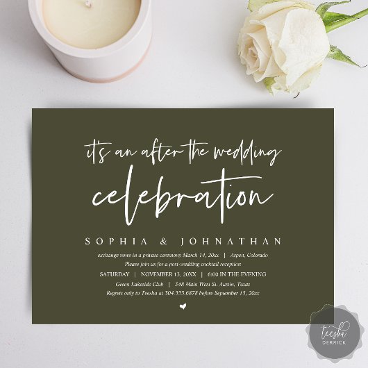 Invitation Elopement moderne, Après la célébration mariage