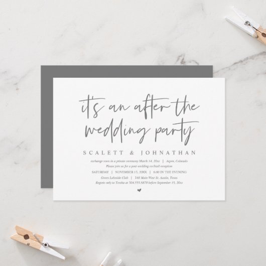 Invitation Elopement moderne, après la fête de mariage (Devant/Arrière en situation)