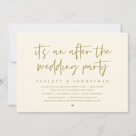 Invitation Elopement moderne, après la fête de mariage (Devant)