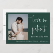 Invitation Elopement photo minimaliste moderne Emerald Green (Devant / Derrière)