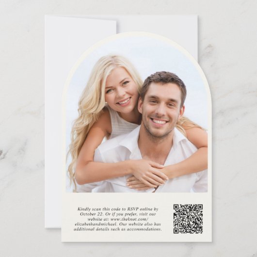 Invitation Elopement QR Code Photo Arche Mariage Réception (Dos)