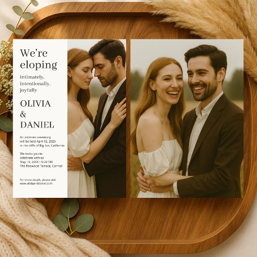 Invitation Elopement Wedding Modern Elegant Minimalist Photo 