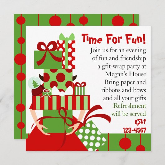 Invitation Emballage de cadeaux impossible (Devant / Derrière)