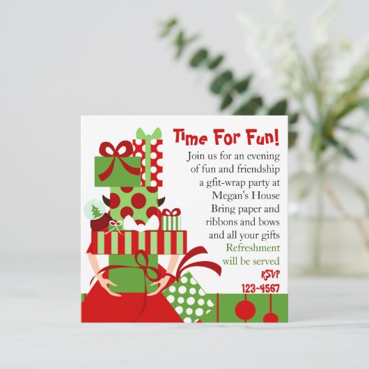 Invitation Emballage de cadeaux impossible (Debout devant)