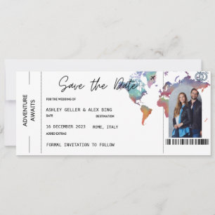 Invitation Embarquement Billet Enregistrer La Date Avec Photo