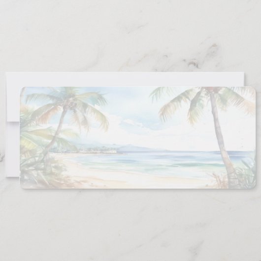 Invitation Embarquement Pass Plage Palm Tree Destination Mari (Dos)