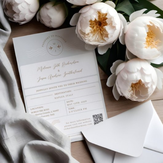 Invitation Embarquement Passeport Billet Destination Mariage