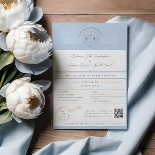 Invitation Embarquement Passeport Billet Destination Mariage