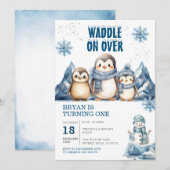 Invitation Embarquer sur les pingouins Animaux arctiques Anni (Devant / Derrière)