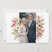 Invitation Embellished Christmas Botanicals Flowers Photo (Dos)
