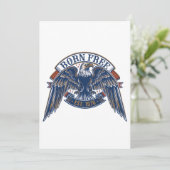 Invitation Emblème d'aigle avec bannière Né libre, Aigle maje (Debout devant)