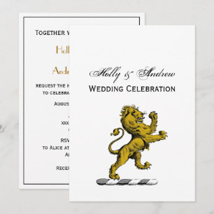 Invitation Emblème de crête de lion debout héraldique C