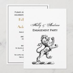 Invitation Emblème de crête de lion héraldique debout