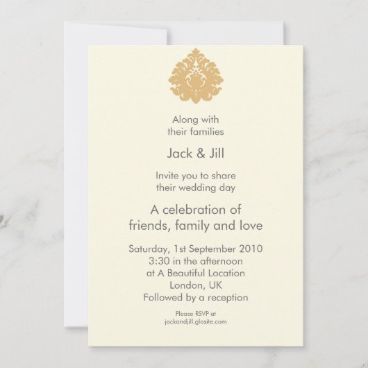 Invitation Emblème (or) 5x7 (Devant)