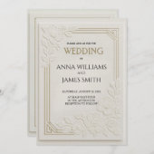 Invitation Embossed Art Deco Floral Wedding (Devant / Derrière)
