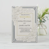 Invitation Embossed Art Deco Floral Wedding (Debout devant)
