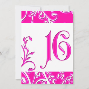 Invitation Embossed Look rose Sweet 16 Anniversaire Invitatio