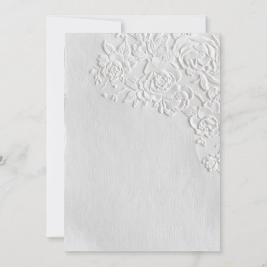 Invitation Embossed Roses Deckled Edge Sage Wedding (Dos)