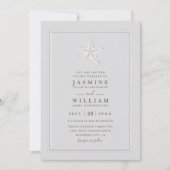 Invitation Embossed Starfish Coastal Formal QR Code Wedding (Devant)