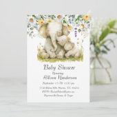 Invitation Embracer Maman Et Bébé Baby shower Eléphant (Debout devant)