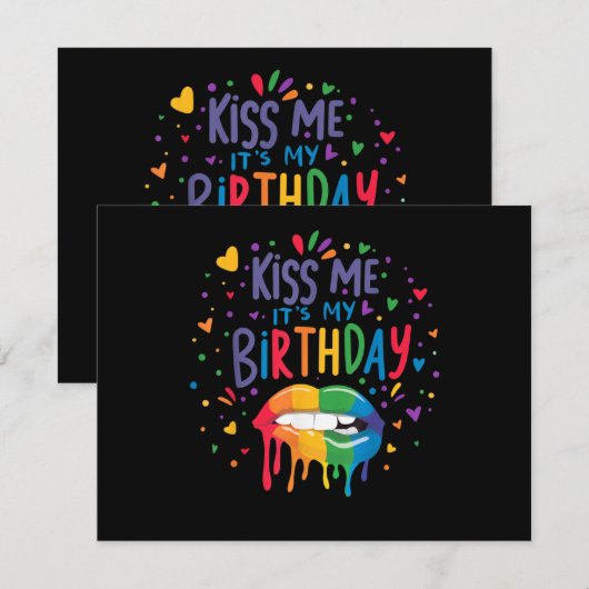 Invitation Embrasse-moi, c'est mon anniversaire (Devant / Derrière)
