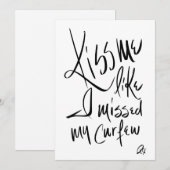 Invitation Embrasse-moi comme si j'avais manqué mon couvre-fe (Devant / Derrière)
