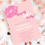 Invitation Embrasser mes 20 ans Adieu Blush Pink 30e annivers<br><div class="desc">Kissing my 20s Goodbye Blush Pink 30th Birthday Invitation - Simple et mignonne invitation de 30th anniversaire pour elle. Avec une marque de baiser rose,  police de script en rose foncé et blanc. Modifiez ce modèle d'invitation de 30e anniversaire avec vos propres détails d'événement. Disponible en téléchargement numérique instantané.</div>