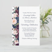 Invitation Embrassez le Mariage floral | Bleu de la marine de (Debout devant)