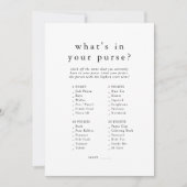 Invitation EMELIA Boho Simple What's In Your Purse Game Card (Devant)