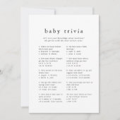 Invitation EMELIA Modern Simple Baby shower Trivia Game Card (Devant)