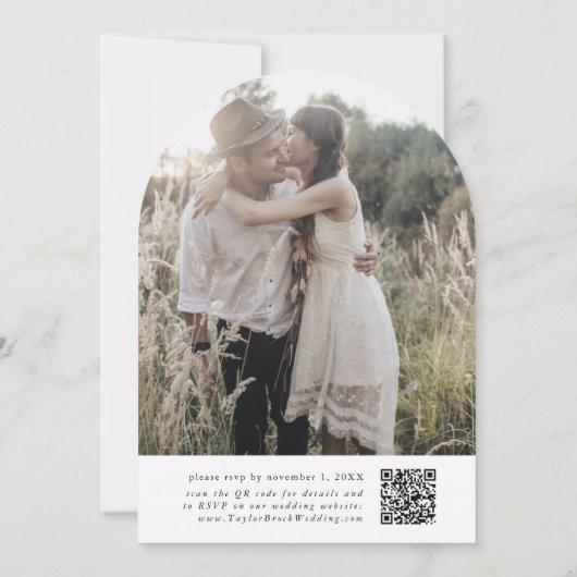 Invitation EMELIA QR Code Photo Arch Hiver Mariage unique (Dos)