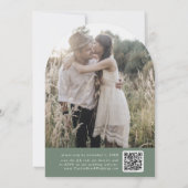 Invitation EMELIA QR Code Photo Arch Woodland Green Mariage (Dos)