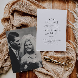 Invitation EMELIA Rustique Boho Simple Moderne Photo Vow Reno