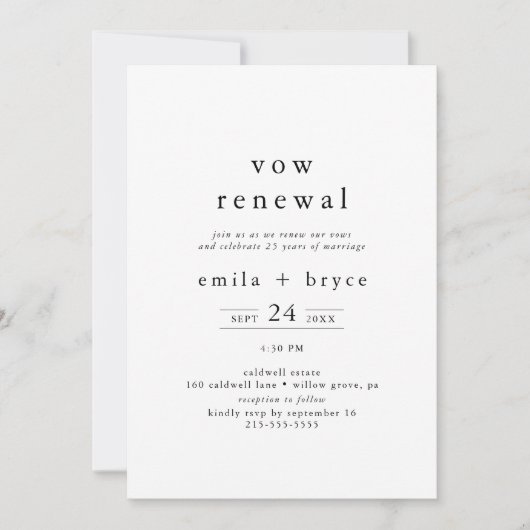 Invitation EMELIA Rustique Boho Simple Moderne Photo Vow Reno (Devant)